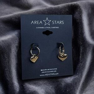 14k gold plated heart Huggie drop hoop Earrings by Area Stars - detachable heart